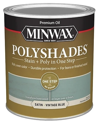 Minwax 613944444 PolyShades Stain & Poly Finish, Satin Vintage Blue, Qt.