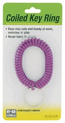 Hy-Ko KC152-CLIP Wrist Coil Key Ring, Split Ring, Assorted Colors