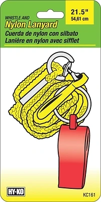 Hy-Ko KC161 Lanyard With Whistle, Nylon, 21-In.