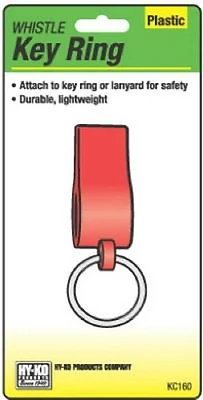 Hy-Ko KC160 Whistle Key Ring with Split Ring, Plastic