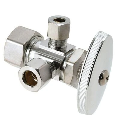Dual Outlet Stop Valve, 5/8 In. x 3/8 In. x 1/4 In.