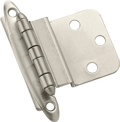 Amerock BPR3417G10 Cabinet Hinge, Satin Nickel, 3/8 In. Inset, 2-Pack