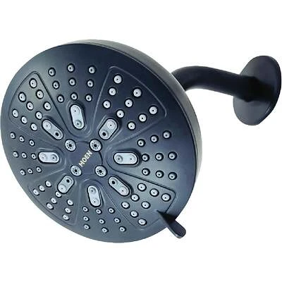 Hydro Energetix 8-Function Showerhead, Black, 5 In. Diameter