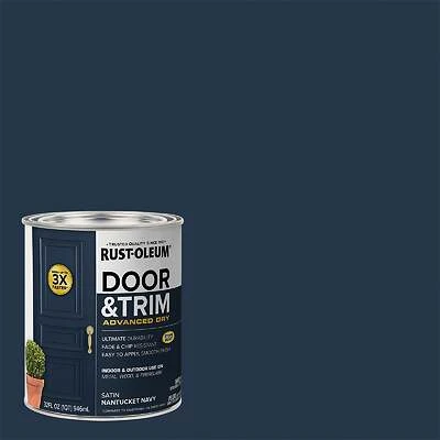 Rust-Oleum 369386 Door and Trim Paint, Satin Nantucket Navy, Quart