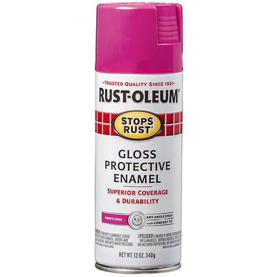 Stops Rust Enamel Spray Paint, Gloss Poppy Pink, 12-oz.