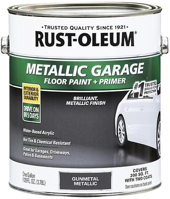 Concrete Floor Paint, Metallic Gunmetal, 1-Part, 1-Gallon