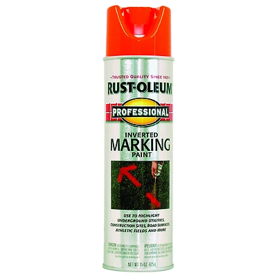 Rust-Oleum 2554838 Professional Marking Paint, Fluorescent Orange, 15 Oz
