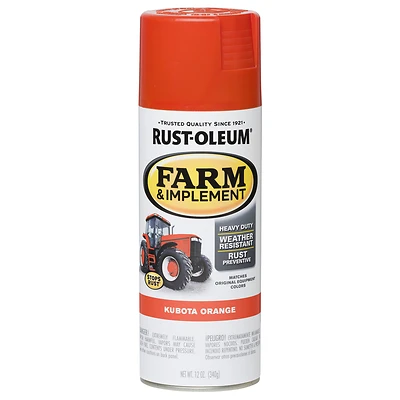 Rust-Oleum 280142 Kubota Orange Farm & Implement Spray Paint, Gloss, 12 Oz