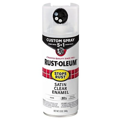 Rust-Oleum 376883 Stops Rust Custom Spray 5-in-1 Spray Paint, Satin Clear, 12 oz.