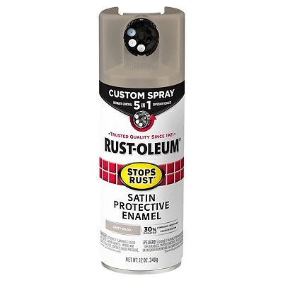 Rust-Oleum 376876 Stops Rust Custom Spray 5-in-1 Paint, Satin Driftwood, 12 oz