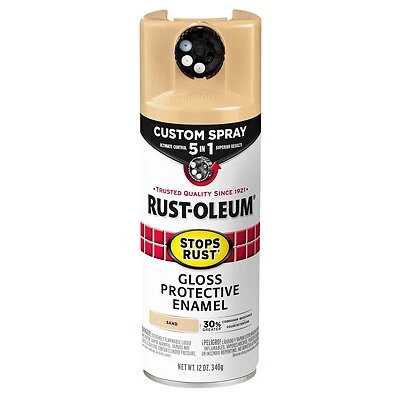 Rust-Oleum 376905 Stops Rust Custom Spray 5-in-1 Spray Paint, Gloss Sand, 12 Oz