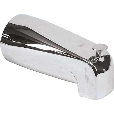 US Hardware P-522C Bathtub Spout with Diverter, 12.63 in L, 1/2 in Connection, NPT, Plastic, Chrome-Plated
