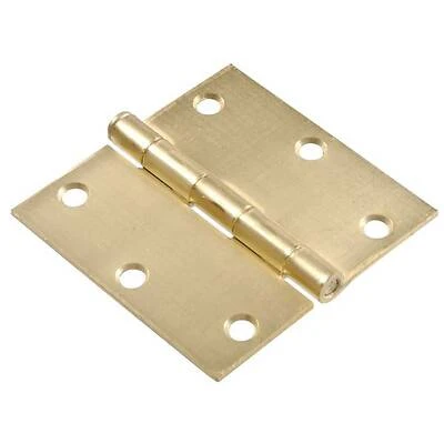 The Hillman Group 851959 3' Residential Door Hinge - Square Corner - Removable Pin - Full Mortise - Satin Brass 2-Pack