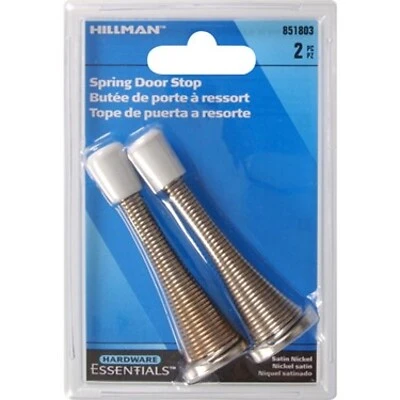 3 Spring Door Stop - Broad Base - Satin Nickel 2-Pack Hillman Doorstops 851803