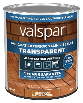 One-Coat Transparent Stain & Sealer, Red Natural Tone, 1 Qt.