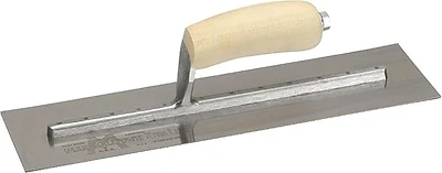 4 In. X 18 In. High Carbon Steel Finishing Trowel With Curved Wood Handle