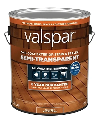 One-Coat Semi-Transparent Stain & Sealer, Redwood, 1 Gallon