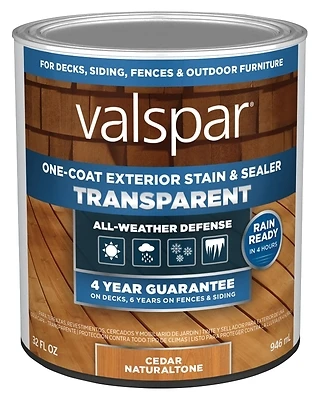 One-Coat Transparent Stain & Sealer, Cedar Natural Tone, 1 Qt.