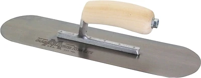4 In. X 14 In. Pool Trowel With Rounded Corners And Wood California Handle