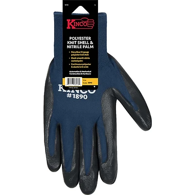 Nylon Nitrile Coated Gripping Gloves, Navy Blue, M
