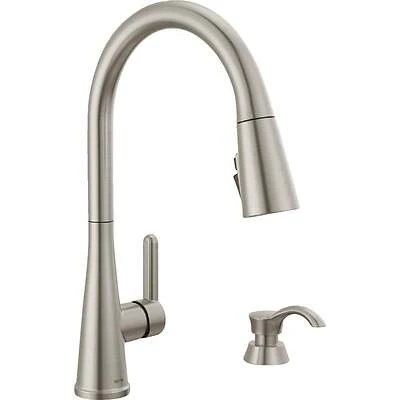 Greydon Single-handle Pull-down Kitchen Faucet With Soap Dispenser, Spotshield Stainless Steel