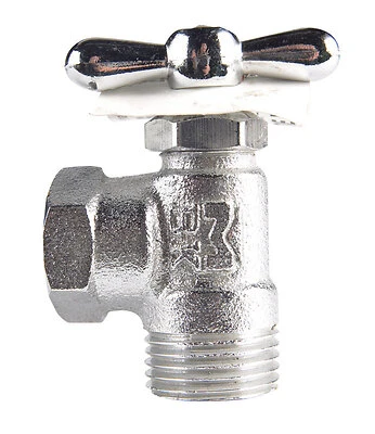 Washing Machine Valve, Brass, Tee Handle, 1/2 In.