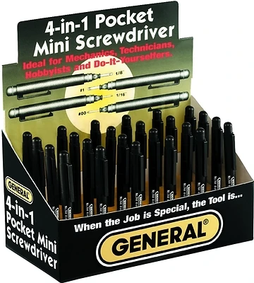 General Tools 744DB 4-in-1 Pocket Screwdriver, Pen Size