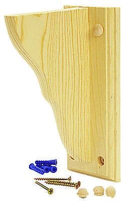 4 In. D. X 6 In. H. Natural Wood Shelf Bracket With Backplate