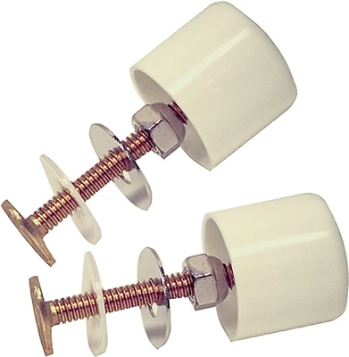 Danco 88883 Toilet Bolt Caps and Brass Bolts Set, 1/4 In., White