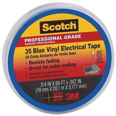 Scotch 10836-DL-10 #35 Blue Vinyl Electrical Tape, 3/4 In. x 66 Ft.