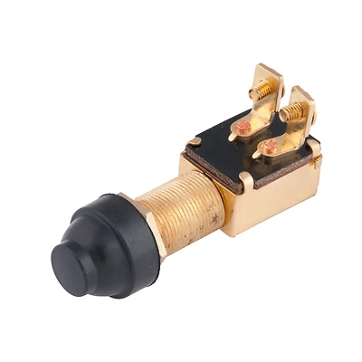 15 Amp Heavy Duty Push Button Starter Switch, Model 45110, Black/brass, 1 Pk