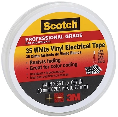 #35 White 0.75 In. X 66 Ft. Electrical Tape - 7 Mil Thickness