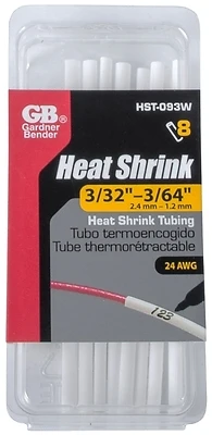 Hst-093w 3/32 In. White Polyolefin Heat Shrink Tubing, 8 Pk, 3 In L