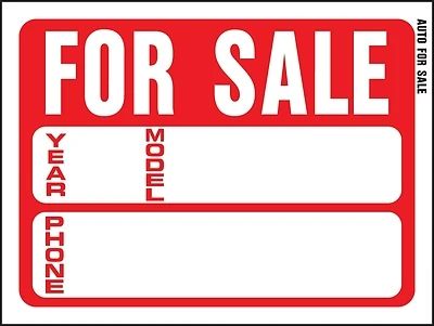 English Red Informational For Sale Sign 9 In. H X 12 In. W