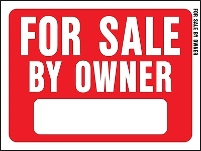 English Red For Sale By Owner Sign 9 In. H X 12 In. W Plastic
