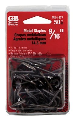 Gardner Bender MS-1577 Metal Cable Staples, 9/16 In., 50 Pk