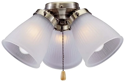 3-light Ceiling Fan Light Kit With Frosted Glass In Antique Brass