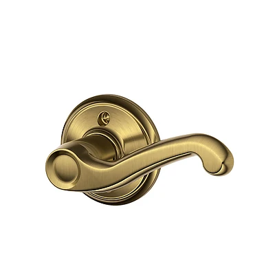 F Series Flair Antique Brass Right Handed Dummy Door Lever