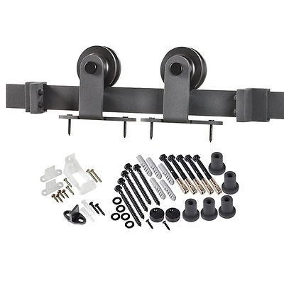 Matte Black Barn Door Hardware Kit For 78-3/4 Or 96 In Tracks, Supports 250 Lb