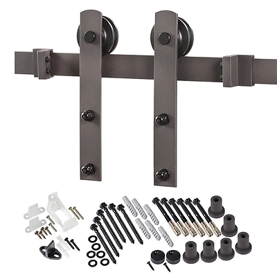 8 Ft. Antique Bronze Barn Door Hardware Kit For Single Doors Up To 250 Lb