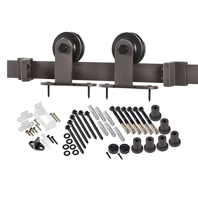 8 Ft. Antique Bronze Barn Door Hardware Kit For Wood Doors - Model Bd101k-09600-br