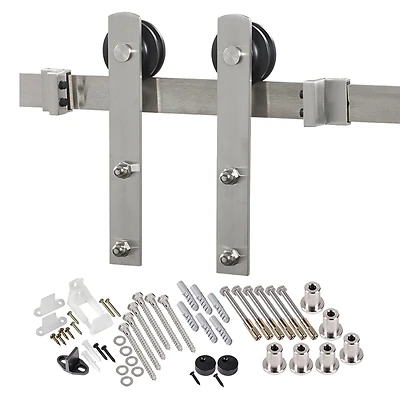 Premium Stainless Steel Barn Door Hardware Kit For 1-3/8 In Doors, 250 Lb Capacity