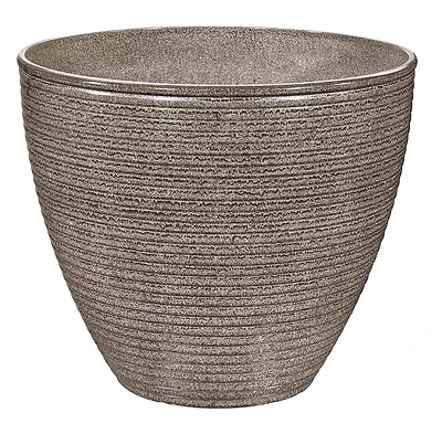 Pt-s005 Wave Planter, 13 In Diameter, 11 In Height, Resin, Beige