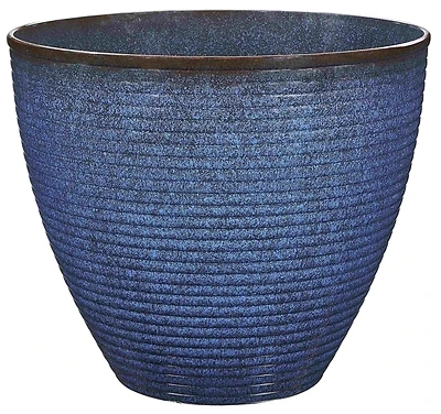 Pt-s007 Wave Planter, 18 In Diameter, 15 In Height, Blue Resin
