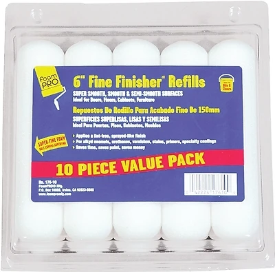 Foam Pro 6 In. W X 3/8 In. Mini Paint Roller Cover Refill 10 Pk - Model 176-10