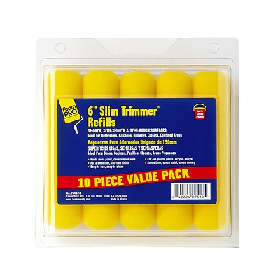 Foam Pro Slim Trimmer Foam Mini Paint Roller Cover Refill 10 In. W X 3/8 In. 6 Pk
