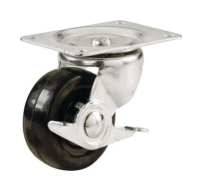 Shepherd Hardware 9512 Swivel Plate Caster, 4 In Rubber Wheel, 225 Lb