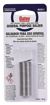 Oatey 53011 Acid Core Wire Solder, 1.5 Oz, 40/60 Tin/Lead Alloy