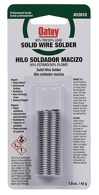 Oatey 53010 Solid Wire Solder, 50/50 Tin/Lead, 1.5 Oz
