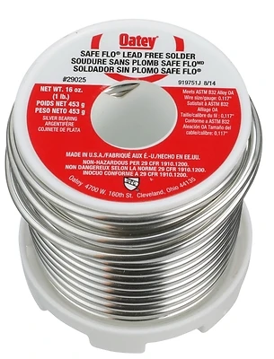 Oatey 290252 Safe-Flo Lead-Free Wire Solder, 1 Lb, 1/8 In.